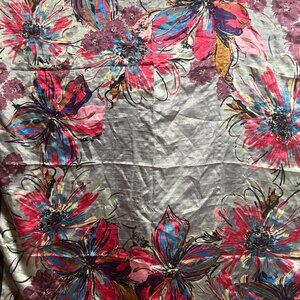 Upcycled 34x34 XDL Abstract Floral Scarf – Pre-Owned Fabric with Snags (Sold As-